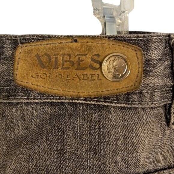 Vibes Gold Label Size W36 L34 Jeans Mens Straight Leg Black Denim Vintage Y2K - Picture 12 of 14